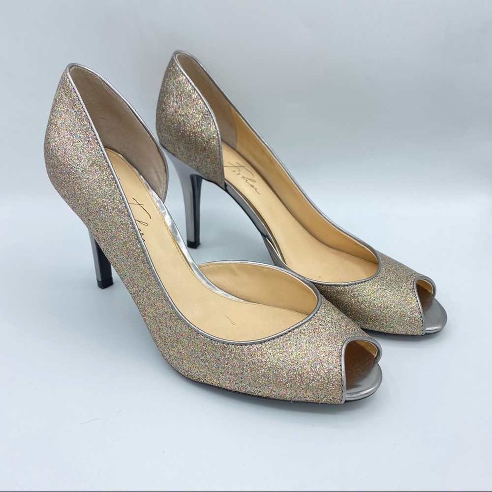 Marc Fisher Joey Peep Toe Glitter Pumps